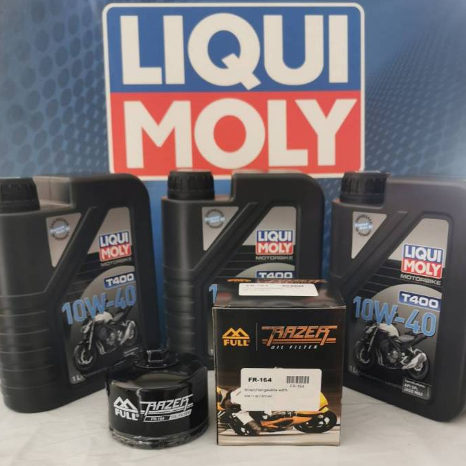 ชุดถ่ายน้ำมันเครื่อง LIQUI MOYL(T400) 10W-40 3 ลิตร ฟรี กรองน้ำมันเครื่อง FR-164 สำหรับ BMW F700 GS 