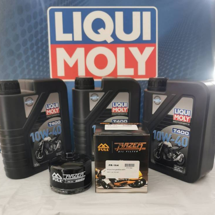 ชุดถ่ายน้ำมันเครื่อง LIQUI MOYL(T400) 10W-40 3 ลิตร ฟรี กรองน้ำมันเครื่อง FR-164 สำหรับ BMW F700 GS 