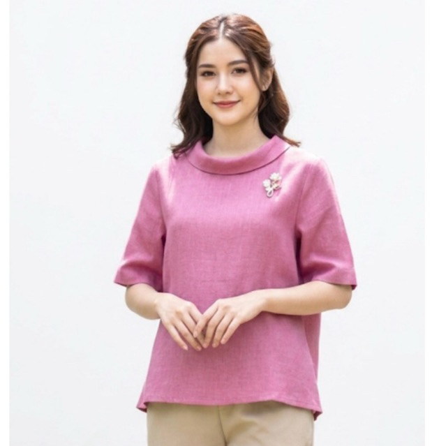 เสื้อลินินแท้ รุ่นคอคุณนาย มีไซร์ 40”-46” ทรงสวย เรียบหรูดูดี