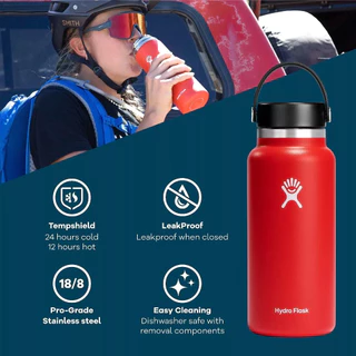 HYDRO FLASK - แก้วน้ําสูญญากาศ 20OZ 32OZ 40OZ รักษาความเย็น/ความร้อน พกพาง่าย ไม่รั่วซึม พร้อมหลอดดูด แตนเลส304