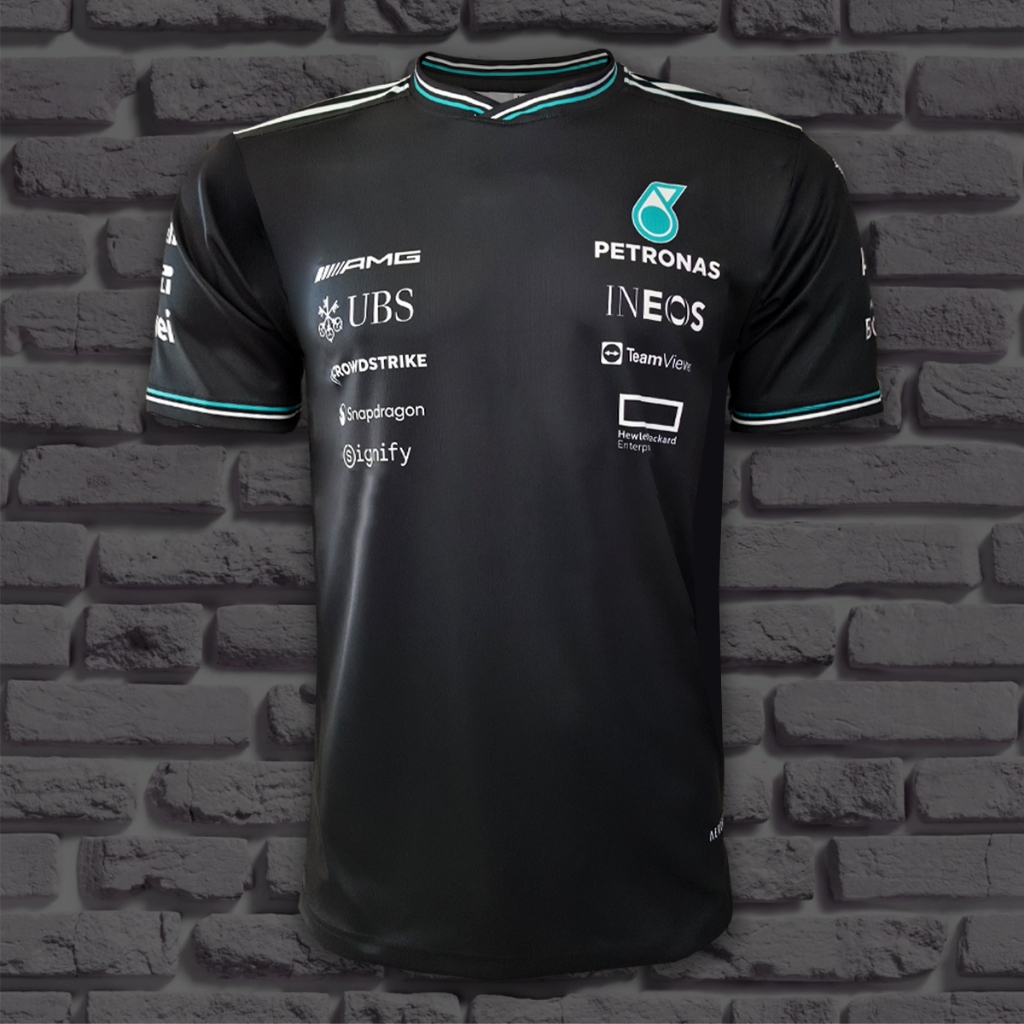 เสื้อF1 เสื้อคอกลมแขนสั้นฟอร์มูล่าวันทีม ปิโตรนาส รุ่น สีดำ พิมพ์ทั้งตัว ไซส์ S-5XL #FM0106