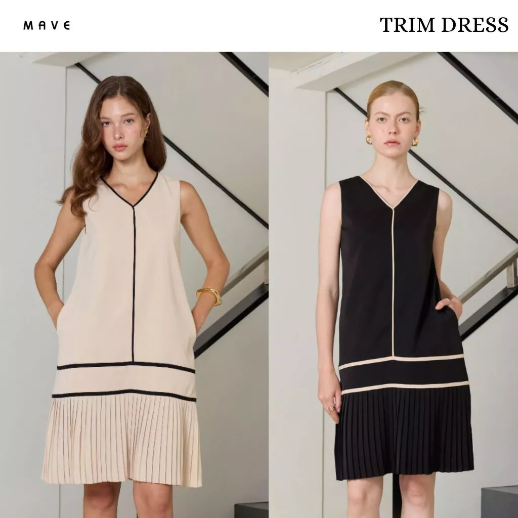 MAVE เดรส รุ่น Trim สี BEIGE,BLACK