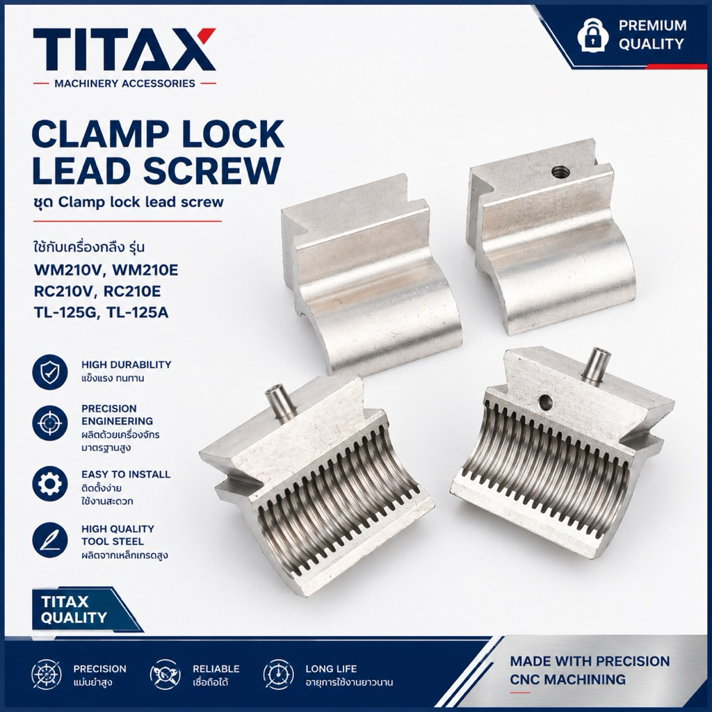 ชุด Clamp Lock Lead Screw สำหรับเครื่องกลึง WM210V / WM210E / RC210V / RC210E / TL-125G / TL-125A