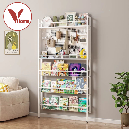 Vhome ชั้นเก็บหนังสือเด็กโครงเหล็ก ติดด้านหลังประตู ประหยัดพื้นที่ ใช้ห้องนอนห้องครัวได้