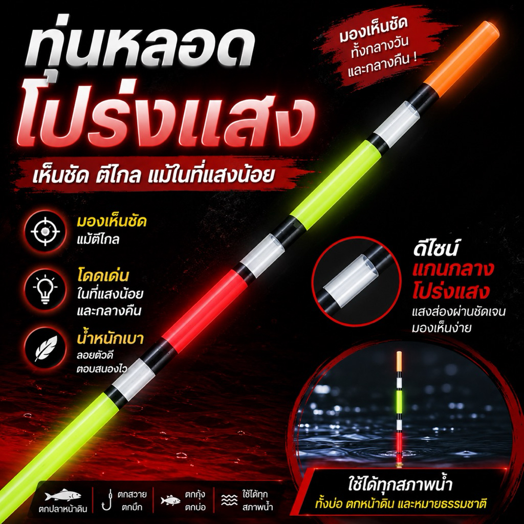 ทุ่นตกปลา ชิงหลิว สปิ๋ว (ทุ่นหลอด) จำนวน 1 ชิ้น