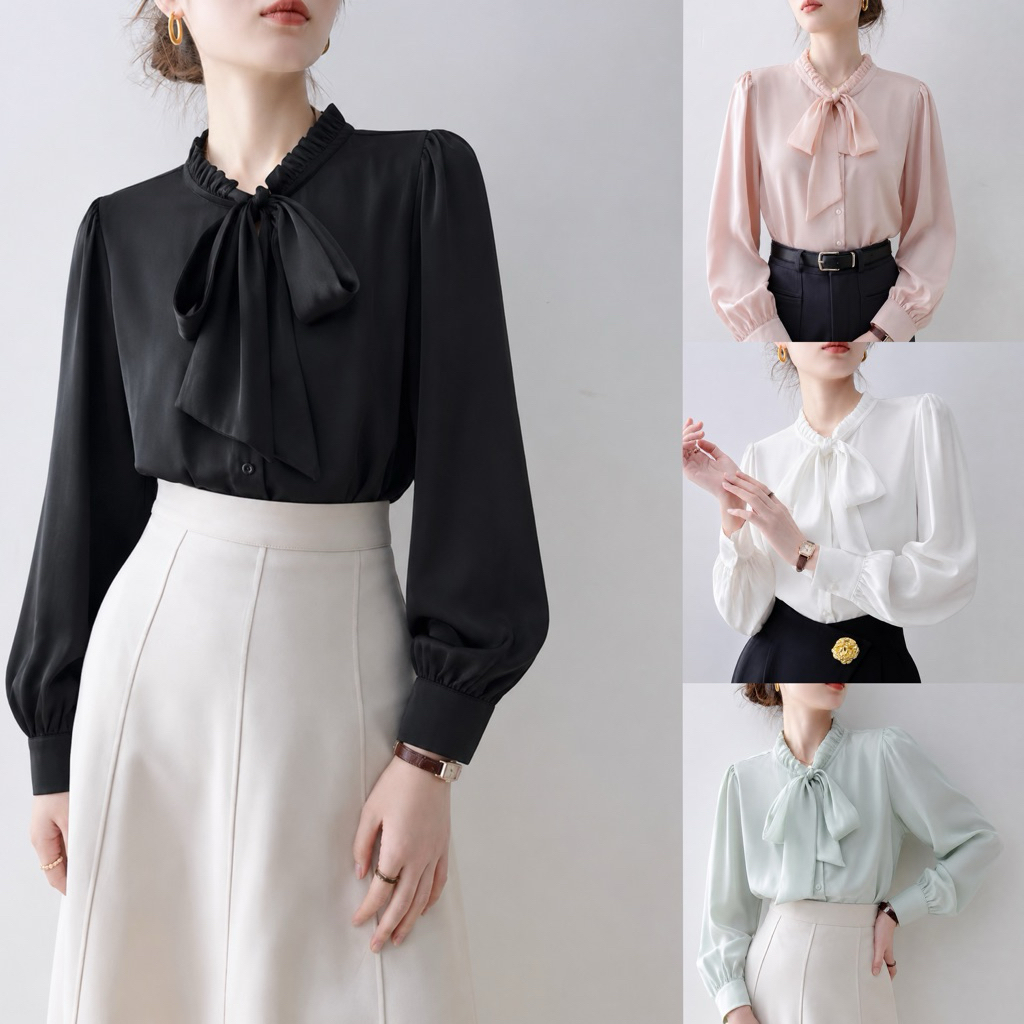 เสื้อทำงานแขนยาวผ้าทิ้งตัว
