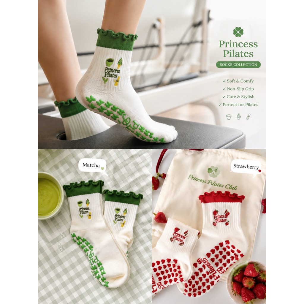 ถุงเท้าพิลาทิส pilates ถุงเท้าหนากระชับเท้ากันลื่น pilates grip sock. Yoga โยคะ ถุงเท้าโยคะ ถุงเท้าก