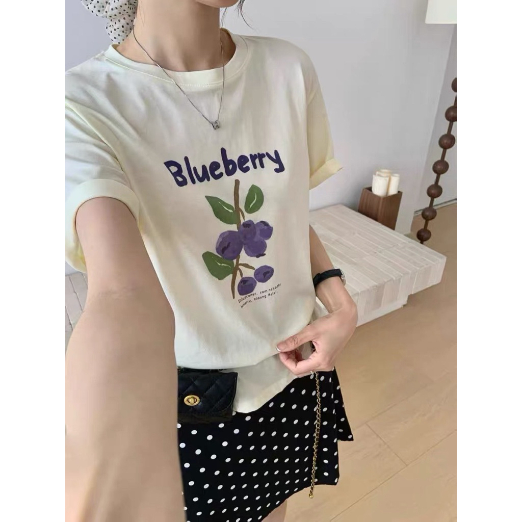 เสื้อยืดสกรีน ลาย Blueberry  ผ้าสวยนุ่ม