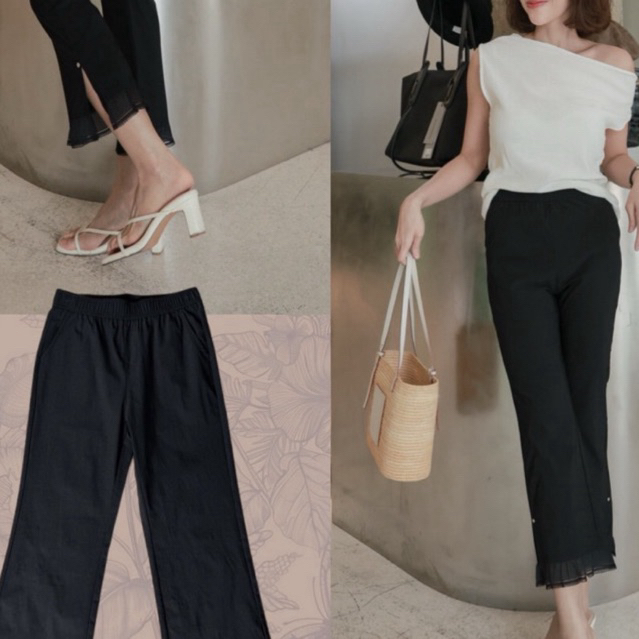 Chaline&prip 9667 กางเกงผ้ายืดเนื้อดี ผ้าเบาใส่สบาย เก็บทรงสวย
