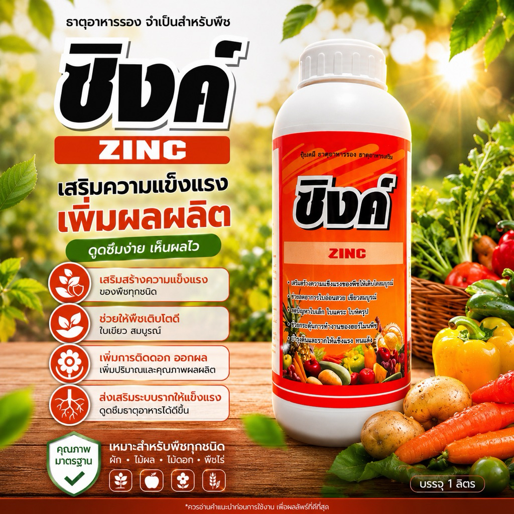 ซิงค์8% 🧡สังกะสีพืชสูตรเข้มข้น ขนาด 1 ลิตร/5ลิตร ป้องกันใบแก้ว ใบสั้น ใบเล็ก แตกตายอด ใบเขียวทนต่อสภาพอากาศ