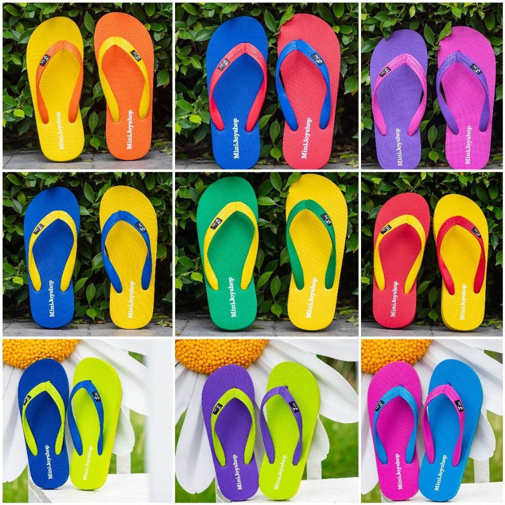 พร้อมส่ง รองเท้าแตะ หูหนีบ สีทูโทน สุดฮิต พื้นนิ่ม เบาใส่สบาย มีกันลื่น