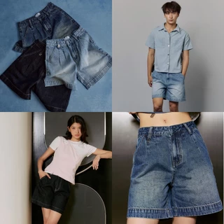 CHUUCHOP - Munich Shorts กางเกงขาสั้นยีนส์ ขา 3 ส่วนทรง Jort Unisex ใส่สบาย ลุคชิลล์ (C8605)