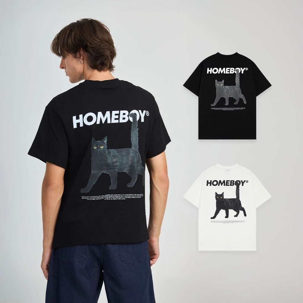 HOMEBOY เสื้อOVERSIZE HB.HIMA.DIZZY.CAT คอตตอน100% ใส่ได้ทุกวัน