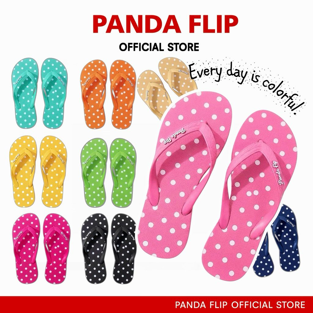 Panda Flip รองเท้าแตะ Polka Dot ลายจุดขาว