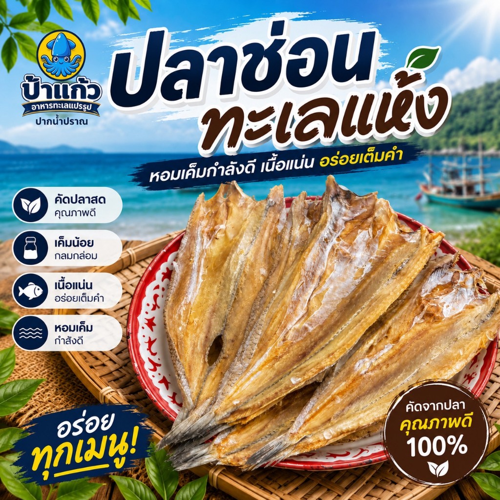 ปลาช่อนทะเล (ใหญ่) สดใหม่ ทอดได้ ย่างได้ กินกับข้าวสวย ข้าวเหนียว อร่อย