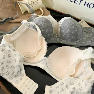 🐻บราผู้หญิง 34-40BC🐻 บราอกใหญ่ ดันทรง รวบอก โครงอ่อน ใส่สบาย ลายการ์ตูนน่ารัก ป้องกันหย่อนคล้อย พร้อมส่ง