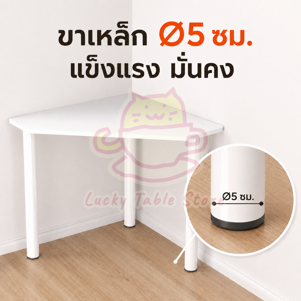 โต๊ะเข้ามุมสามเหลี่ยม สีขาว ขนาด 82/110 ซม. โต๊ะทำงาน รูปที่ 4