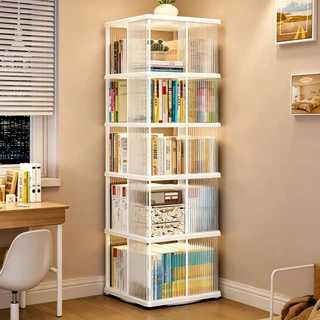 【ABS+PET】RevolvingBookcase ชั้นวางหนังสือ หมุนได้ ตู้หนังสือสูงจา กพื้นจรดเพดานกับชั้นวาง องศาหมุนประหยัดพื้นที่