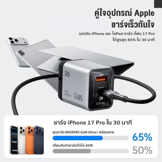 iMI หัวชาร์จเร็ว GaN 45W 2พอร์ต USB+Type C พับขาได้ ชาร์จ PD ไม่ร้อน แถมฟรีสาย2in1 รองรับมือถือ แท็บเล็ต แล็ปท็อป