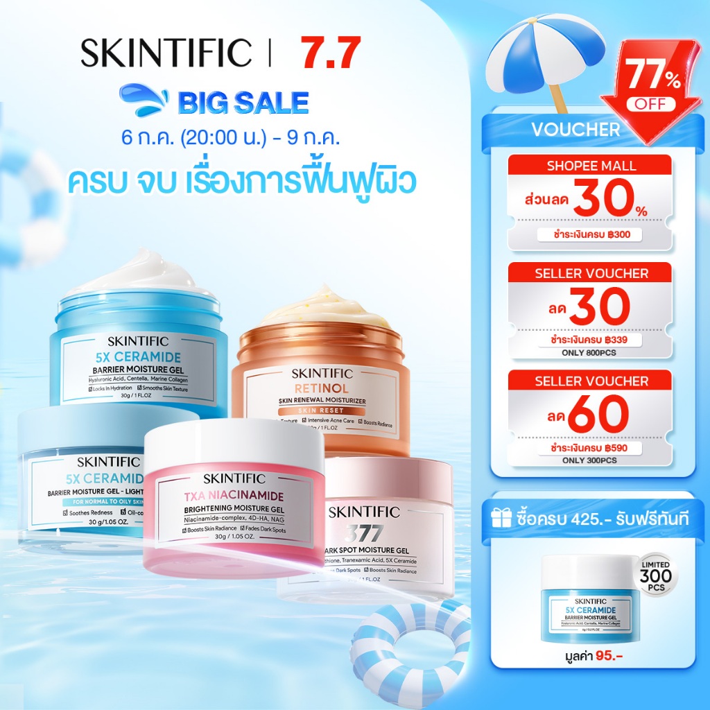 SKINTIFIC มอยเจอร์ไรเซอร์ ครีม ครีมบำรุงผิวหน้า Moisturizer Gel ช่วยบำรุงและเสริมเกราะป้องกันใบหน้า ครีมทาหน้า ครีมขาว