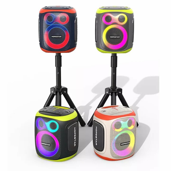 HOPESTAR PARTY 130 ลำโพงบลูทูธ 120W พร้อมไมค์ไร้สาย 2 ตัว แบต 22000mAh เล่นได้นาน 6-10 ชม. ไฟ RGB