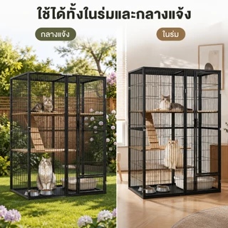 กรงแมว Cat Cage กรงแมวแบบใหญ่ๆ บ้านแมวแบบใหญ่ พื้นที่ว่างขนาดใหญ่ ป้องกันไม่ให้สัตว์เลี้ยงหลบหนี กรงแมว