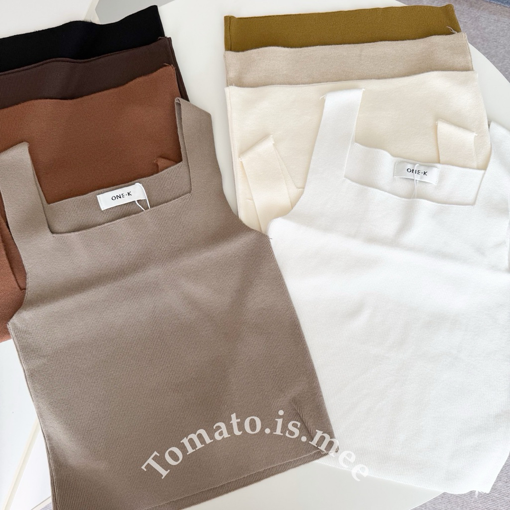 เสื้อกล้ามไหมพรมแขนกุด เสื้อกล้ามทรงคอเหลี่ยม  โทนสีมินิมอล เนื้อผ้านิ่ม พร้อมส่ง 9 สี !!! (Y667/ 101710)