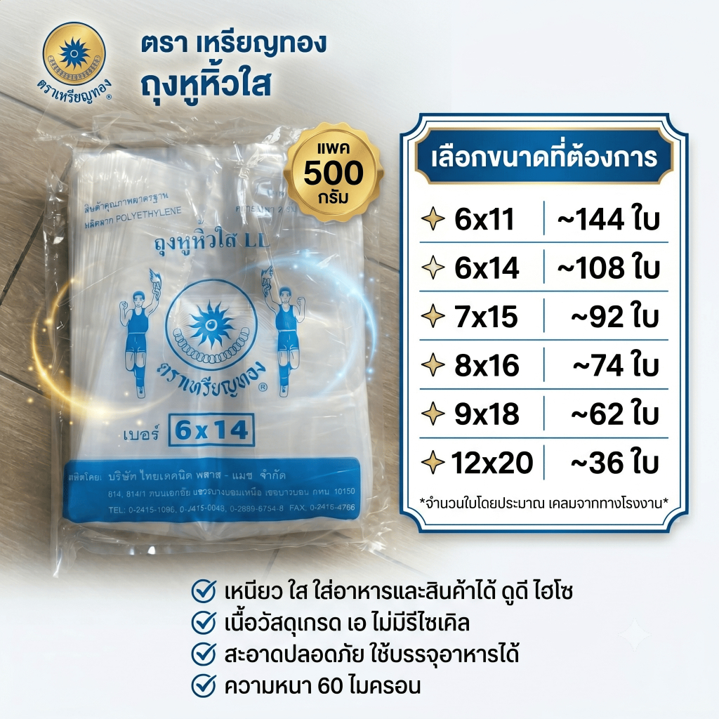 ถุงไฮโซ หูหิ้วใส LL ใส่อาหารได้ ใสวาวเหนียว ไม่ขาดง่าย