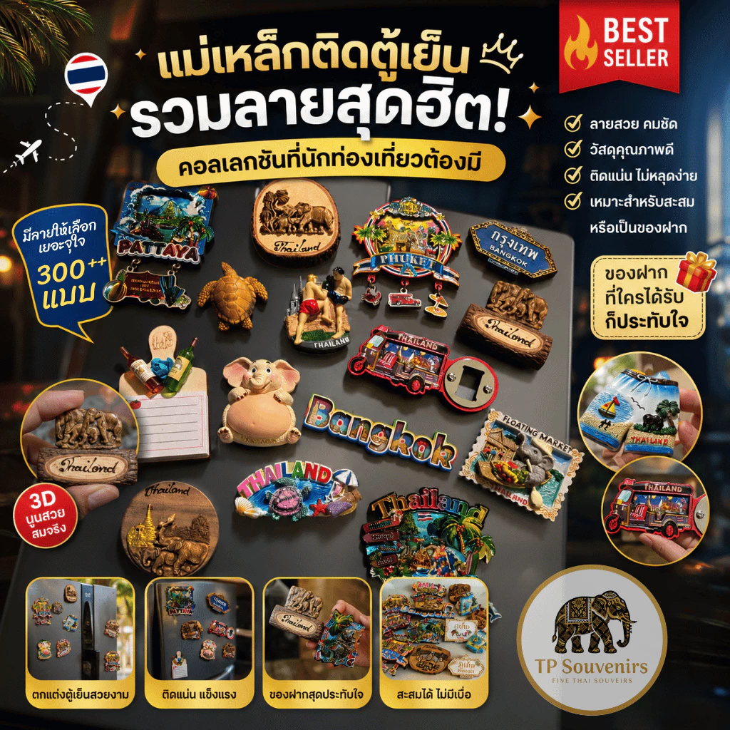 Thailand Souvenir Fridge Magnet แม่เหล็กติดตู้เย็น ของฝากประเทศไทย Bangkok Phuket Pattaya Elephant Tuk Tuk Thai Gift