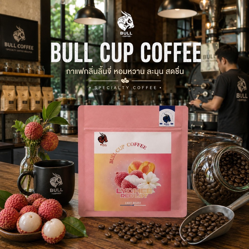 เมล็ดกาแฟคั่วอ่อน ''หมักยีส Lychee Red Lot'' Colombia Specialty Coffee