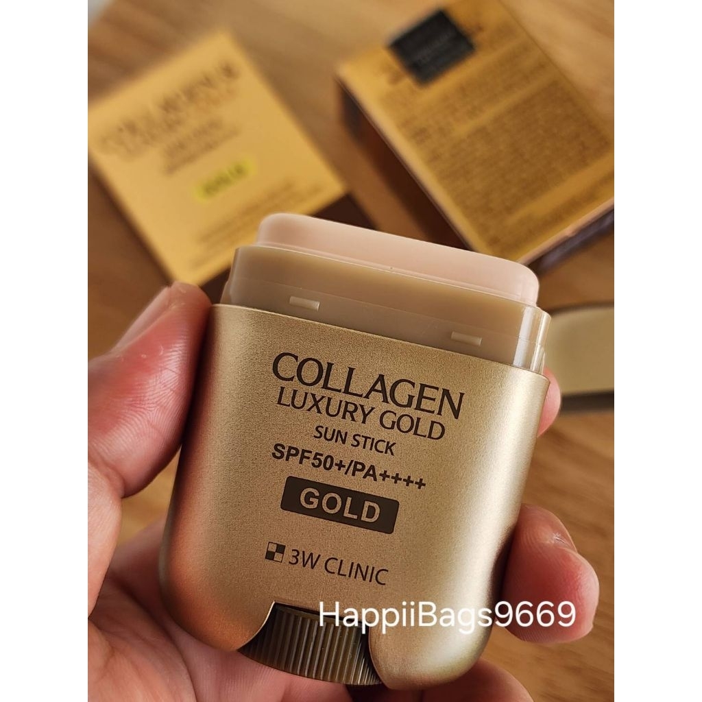 🌞3W CLINIC COLLAGEN & LUXURY GOLD SUN STICK SPF50+ PA++++ 18g กันแดดแท่งผสมคอลลาเจนไฮโดรไลซ์และทองคำ