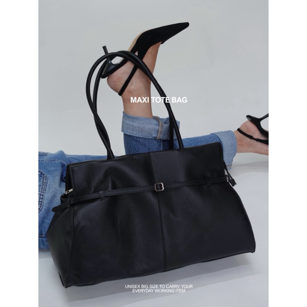 (Pre-order ~ 20 day ) picke | Maxi tote bag #picke023 กระเป๋าหนังวัวเกรน กระเป๋าทรงโท้ทใบใหญ่