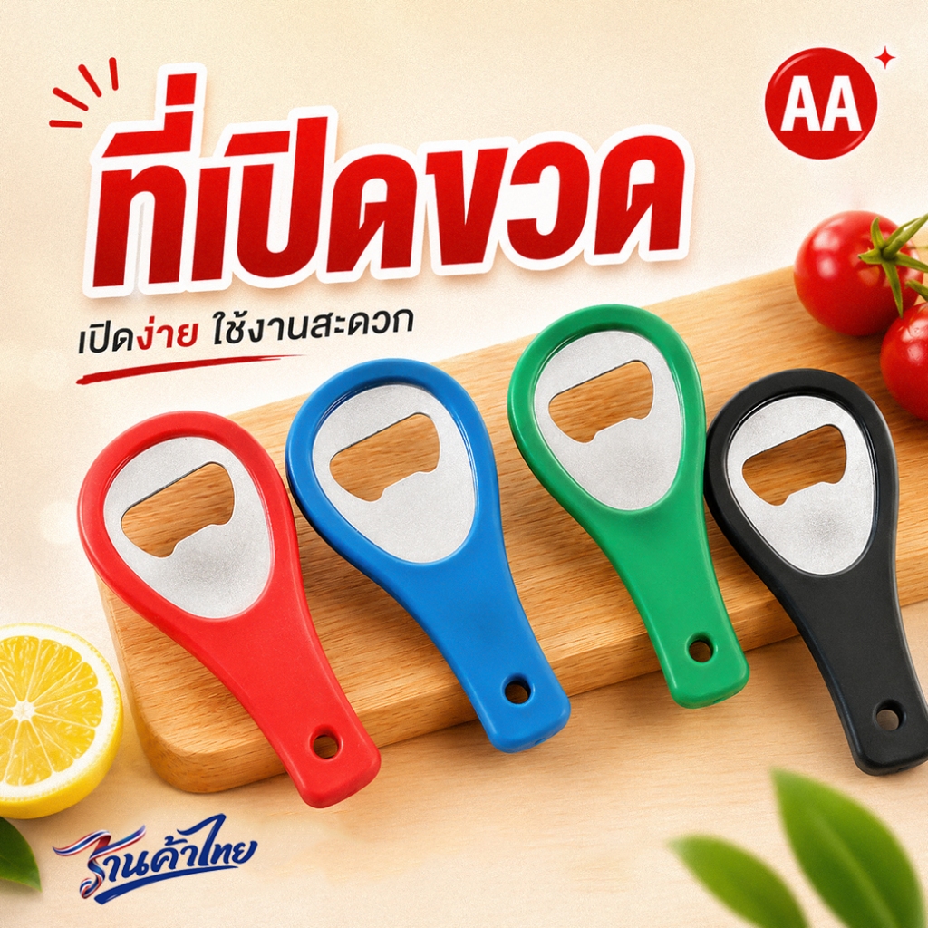 🍾ที่เปิดขวดพลาสติก🔴AA หลากสี size:9.5x4.7ซม เลือกสี ที่เปิดฝาขวดสแตนเลส เปิดขวด น้ำอัดลม โซดา