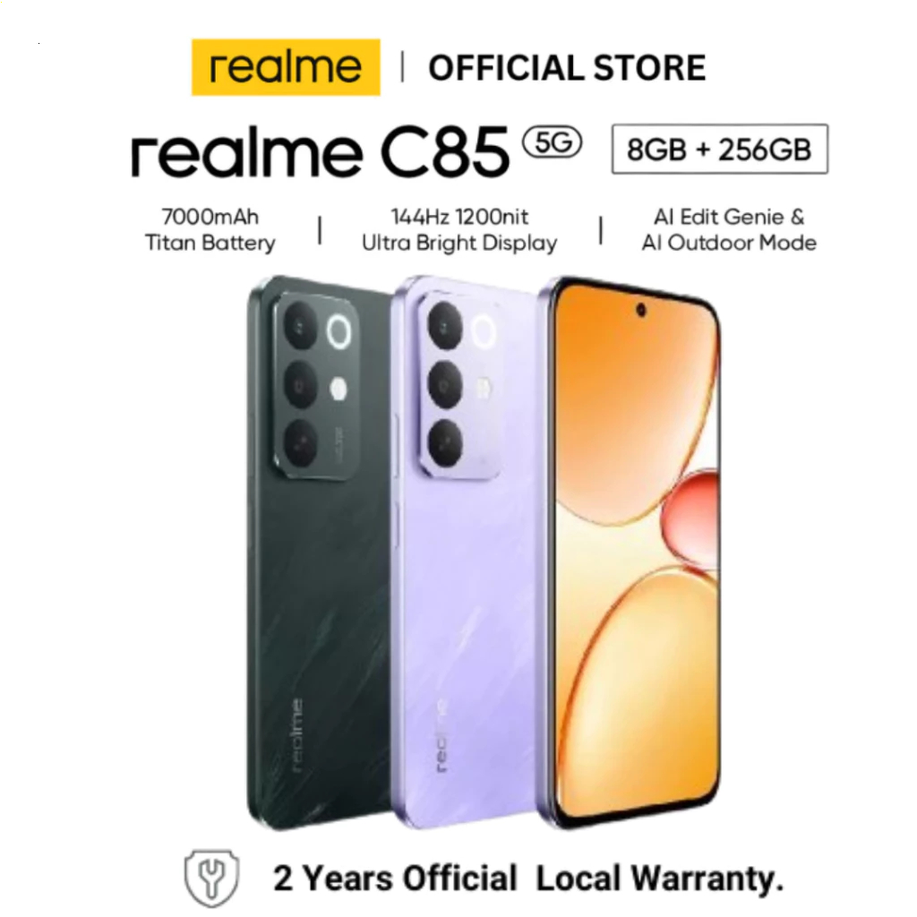 Realme C85 5G (8+256GB) แบตเตอรี่ขนาดใหญ่ 7000mAh กล้อง Sony IMX852 50MP