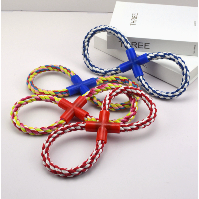 PP-4524 ของเล่นสัตว์เลี้ยงเชือกฝ้ายรูปเลข 8 กัดเล่น ดึงเล่นสนุก ช่วยขัดฟันและสร้างความผูกพันกับเจ้าของ 🐶🐱💖