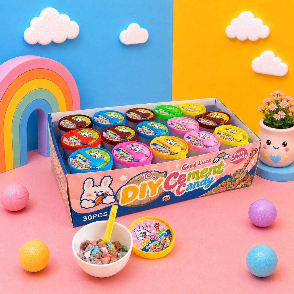 ลูกกวาด ซีเมนต์ ลูกอม ช็อก ก้อนหิน DIY แคนดี้ 1 กล่อง 30 ชิ้น อมยิ้ม