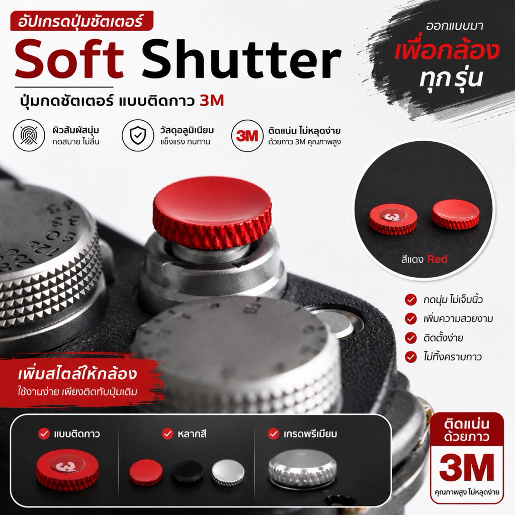ปุ่มกดชัตเตอร์ Soft Shutter เเบบติดกาว 3M XA2 XA3 XA5 XT10 XT20 Sony a7c a7cii canon rp r8 r50