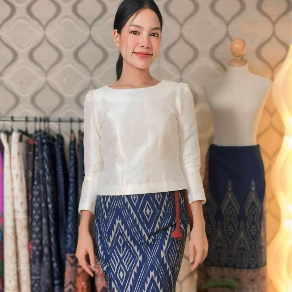 #ผ้าถุงฝ้ายหมักโคลน แบบเชือกผูกต่อกระดิ่งน่ารัก เอว24-42นิ้ว ใส่ได้ ผ้าฝ้ายพิมพ์ลายหมักโคลน