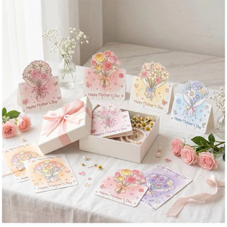 แบบ T6: การ์ดอวยพรวันแม่ 🌸 Mother’s Day Bloom Collection | การ์ดวันแม่ช่อดอกไม้พาสเทล 3D 🌸