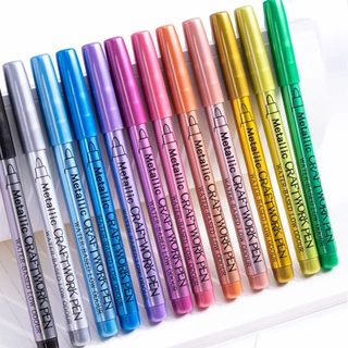 [พร้อมส่ง] ปากกาเคมี DIY สีโลหะ 1.5 mm. ปากกาเมทัลลิค เพ้นท์ มาร์คเกอร์ หมึกน้ำ งานฝีมือ กันน้ำ Metallic Pen Craftwork