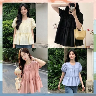XWbrand เสื้อแฟชั่นผู้หญิงแขนตุ๊กตา ดีไซน์คอเหลี่ยมทันสมัย ทรงหลวมช่วยอำพรางหุ่น ผ้าคอตตอนสัมผัสนุ่ม ใส่คู่ยีนส์หรือกระ