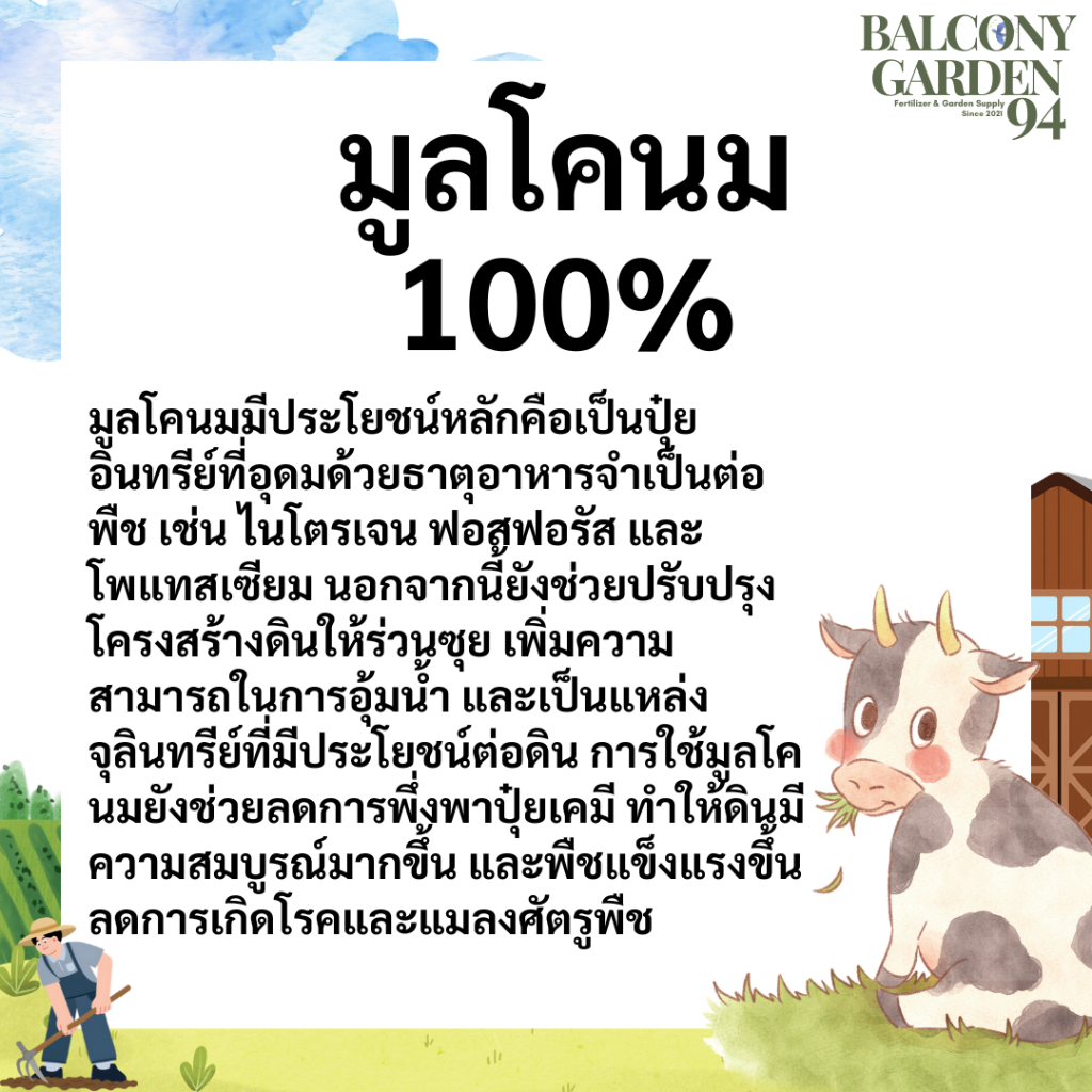 ปุ๋ยคอกคุณภาพ ตากแห้ง ไม่มีดินผสม รูปที่ 2