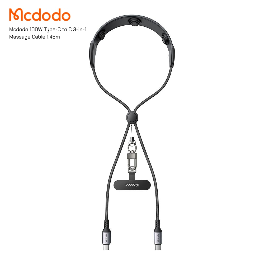 Mcdodo 100W Type-C to C 3-in-1 Massage Cable 1.45m สายชาร์จสุดล้ำที่เป็นได้ทั้ง สายชาร์จไว  สายคล้อง