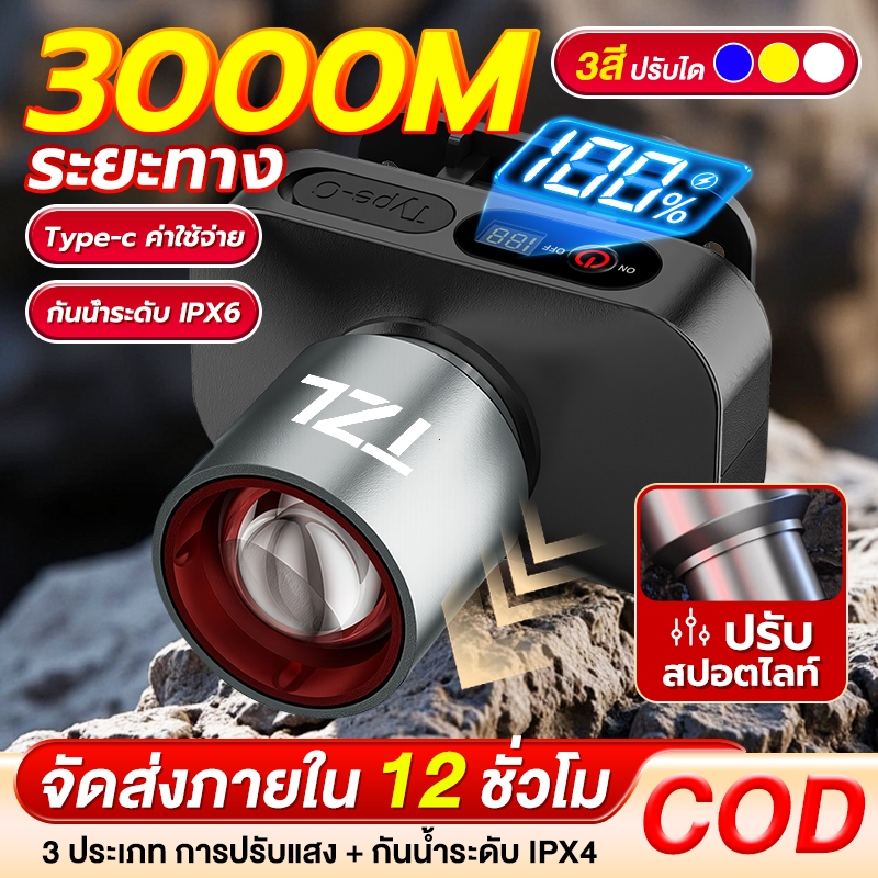 TZL【รับประกัน 30ปี】ไฟฉายคาดหัว ไฟคาดหัว ส่องไกล ไฟคาดหัว LED ส่องกบ เดินป่า ลุยฝนได้ สว่างมาก รับประกันความสว่าง L-42