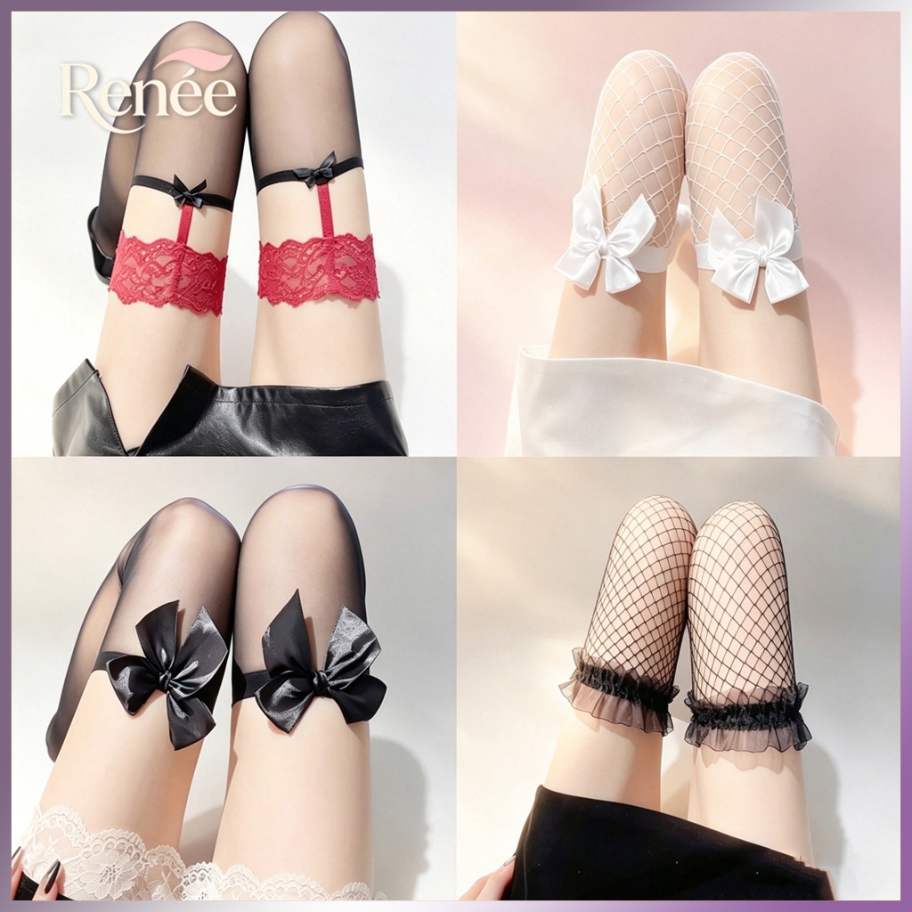 ถุงน่องลูกไม้ตาข่าย ดีไซน์ประดับสวย มีหลายสไตล์ ใส่แต่งตัวได้ทุกโอกาส