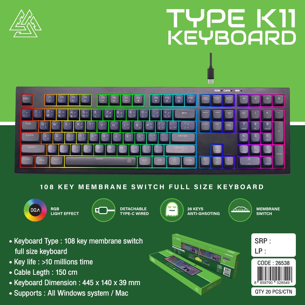 EGA TYPE  Gaming Keyboard K11