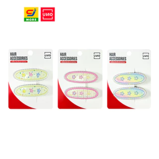 UNO กิ๊บทรงรีลายดาวสีพาสเทล 2 ชิ้น รุ่น 19
