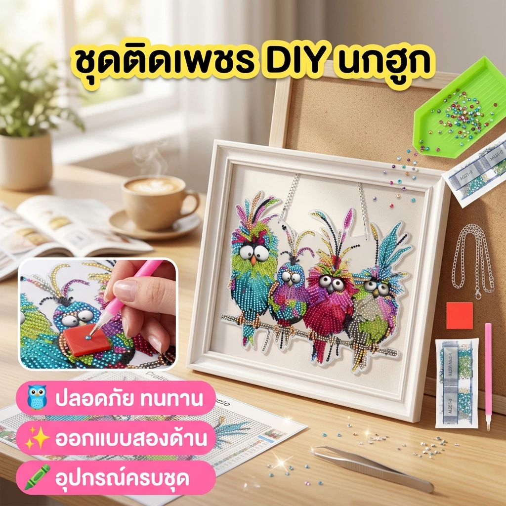 ชุดแขวนภาพเพชร เพชรแอท 2 ด้าน(Double sided) อุปกรณ์แขวนDIY สำหรับห้องนั่งเล่น ตกแต่งบ้าน ภาพเพชรแขวนได้สองหน้า