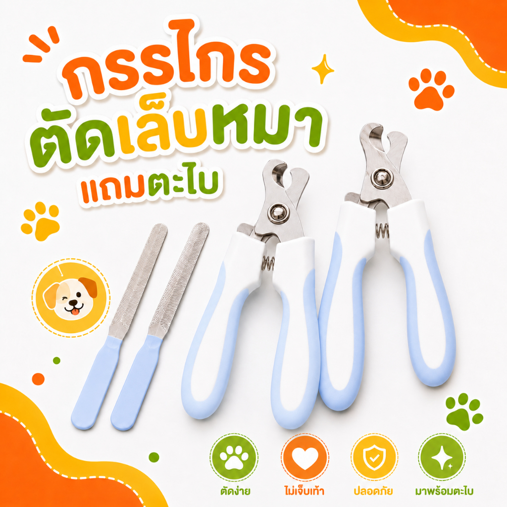 กรรไกรตัดเล็บหมา แถมตะไบ อุปกรณ์ตัดแต่งเล็บสัตว์เลี้ยง สแตนเลส คมกริบและไม่เป็นสนิม ตัดเล็บแมว  DC01