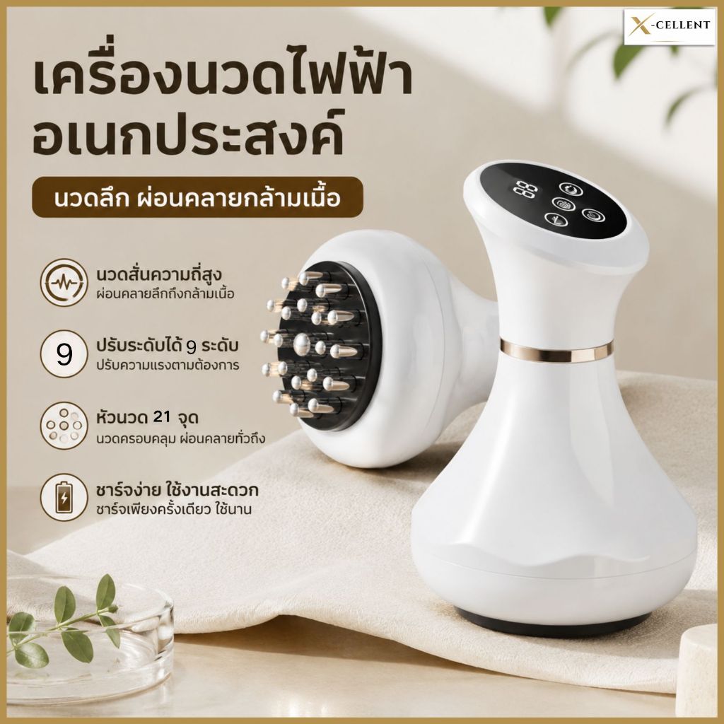 ไฟฟ้าเส้นเมอริเดียนแปรงนวด เครื่องนวดกัวซาไฟฟ้า นวดเส้นเมอริเดียน ปรับแรงสั่นได้ 9 ระดับ สําหรับนวดร่างกาย ใบหน้า